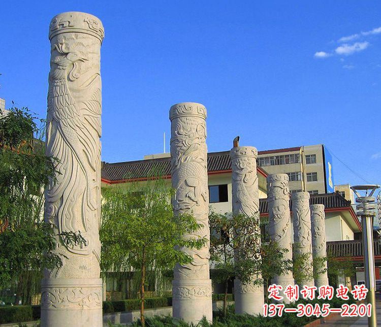 广西广场凤凰石浮雕龙柱景观石雕