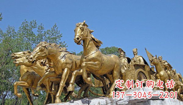 广西中领雕塑:精美古典马车铜雕
