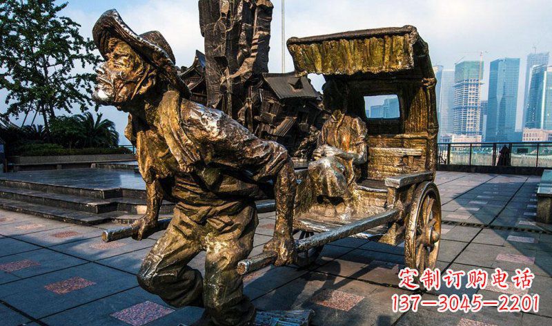 广西广场黄包车纪念铜雕 