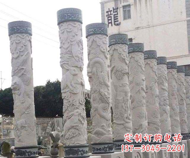广西广场景观大理石12生肖龙柱石雕