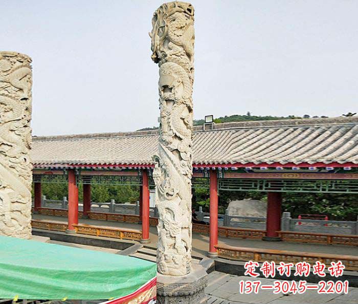 广西广场景观大理石龙柱石雕 (2)
