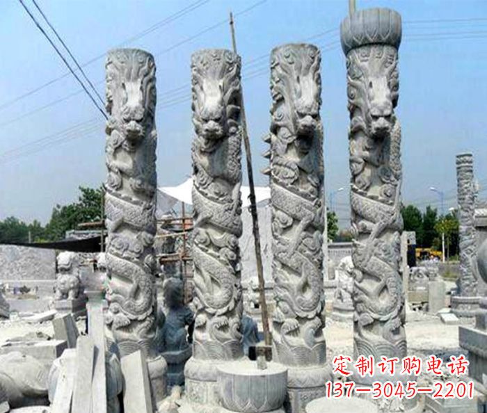 广西广场景观大理石龙柱石雕 (4)