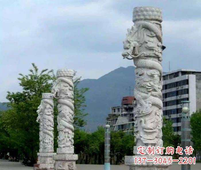 广西广场景观大理石龙柱石雕 (3)