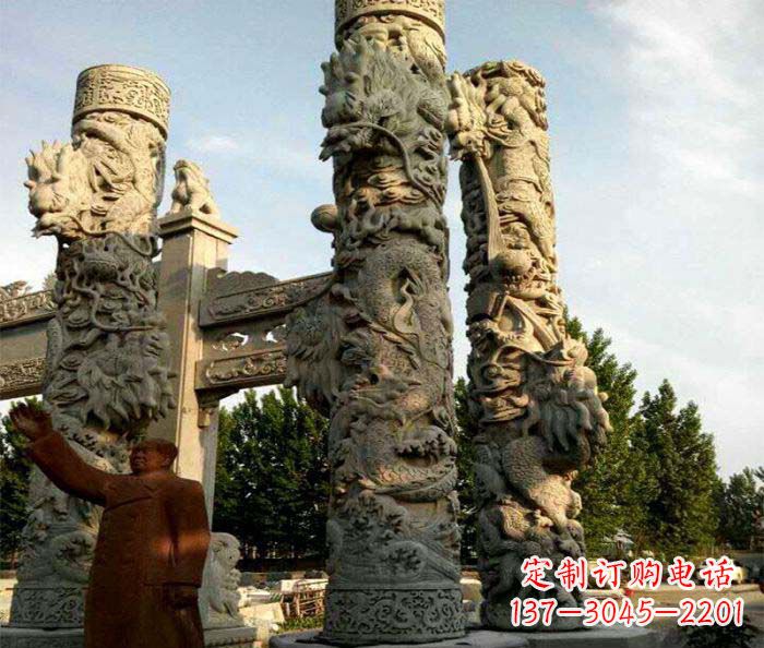 广西广场景观大理石龙柱石雕