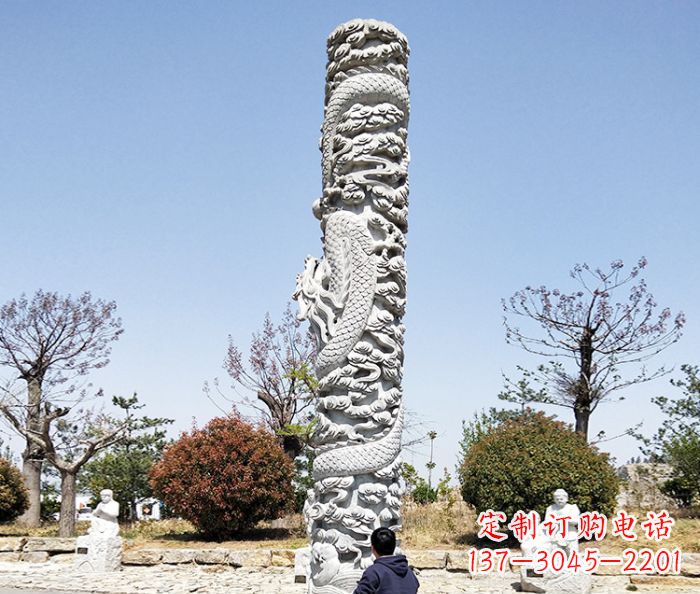 广西广场景观大理石盘龙柱石雕