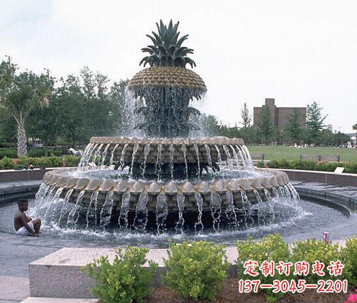广西广场景观大型菠萝喷泉石雕