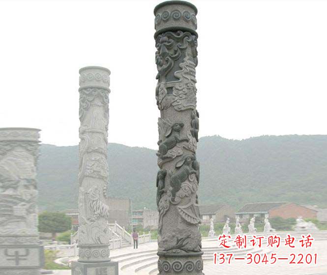 广西广场景观仿古12生肖石柱 (2)