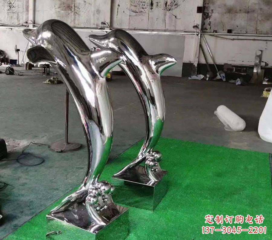 广西镜面不锈钢雕塑——海豚