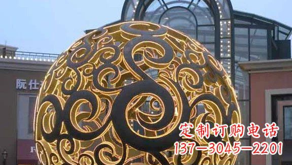 广西镂空球形喷泉雕塑无锈钢精美装点空间