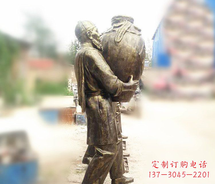 广西广场铜雕店小二抱酒人物雕塑