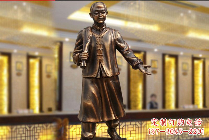 广西精致传统,店小二人物雕塑