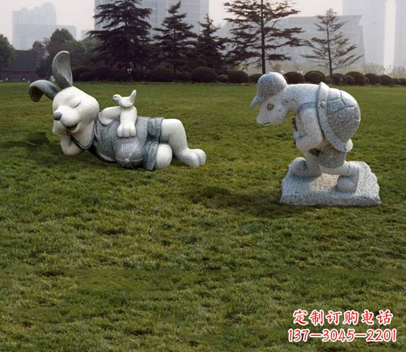 广西中领雕塑独特的石雕兔子