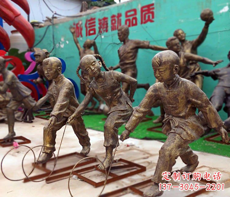 广西滚铁环为您的小宝定制精美儿童铜雕