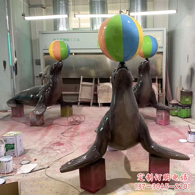 广西海豹玻璃钢雕塑,让您触手可及的自然风情