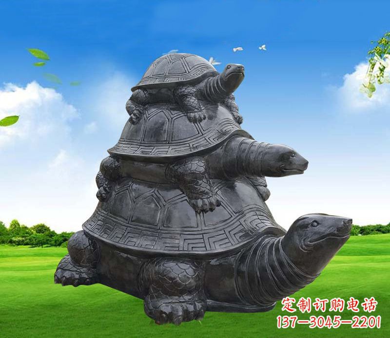 广西重现经典,海龟母子石雕动物摆件