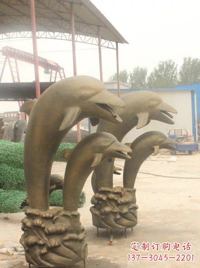 广西海豚动物铜雕 (2)
