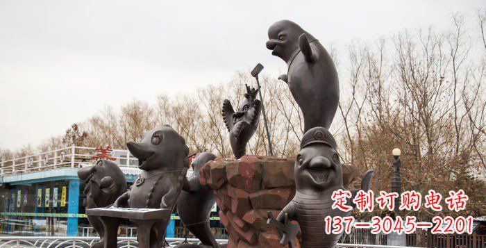 广西精美铜海豚雕塑,精细雕琢把海豚灵魂融入!
