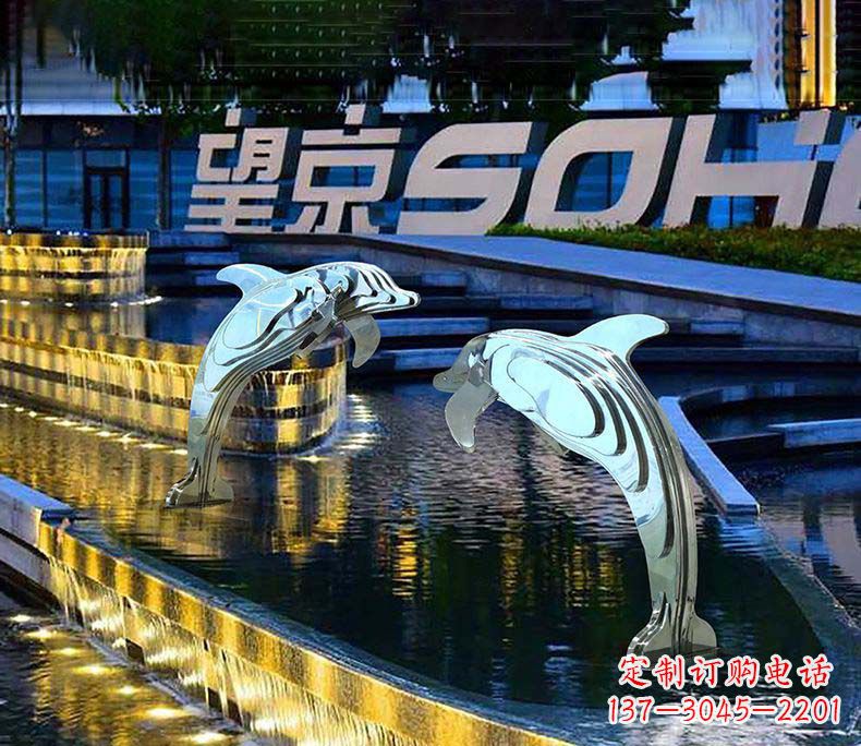 广西可爱海豚不锈钢雕塑