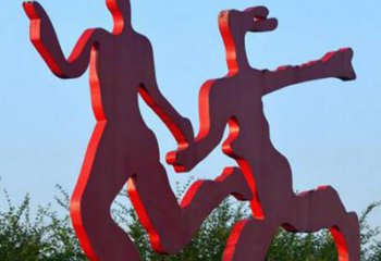 广西中领雕塑-多彩情侣跑步雕塑