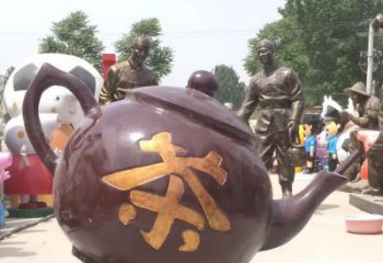 广西高质量广场茶壶铜雕塑