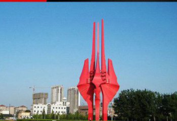 广西中领雕塑红色不锈钢树叶雕塑