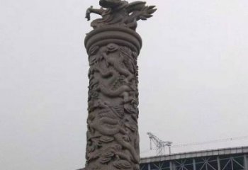广西中领雕塑|仿古盘龙柱石雕