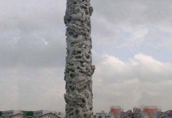 广西精美仿古盘龙柱石雕