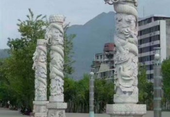 广西定制精美的盘龙柱石雕