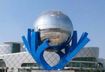 广西中领雕塑打造把地球握在手中精致不锈钢抽象雕塑