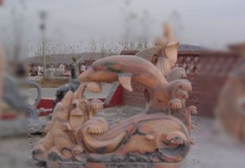 广西海豚海浪石雕，精美艺术品