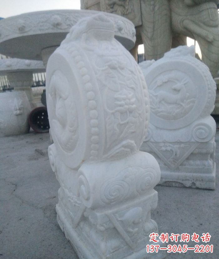 广西汉白玉抱鼓石招财石门墩 (3)