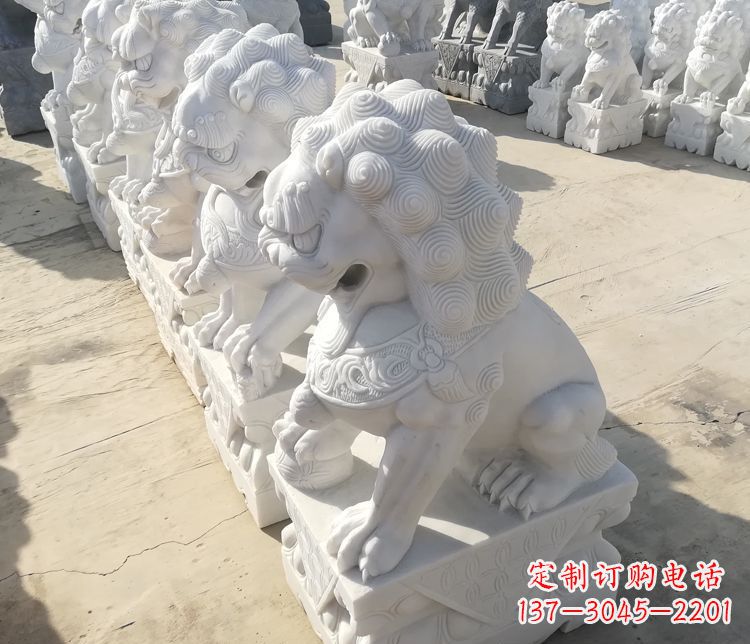 广西汉白玉踩球狮子门口招财镇宅石雕