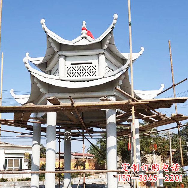 广西汉白玉大理石凉亭雕塑