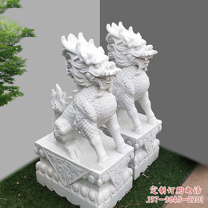 广西品质出众的汉白玉麒麟大门石雕塑