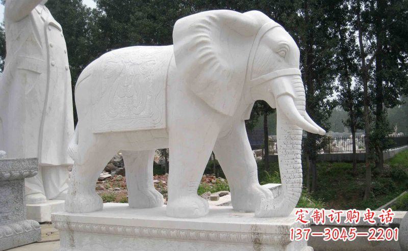 广西汉白玉大象雕塑