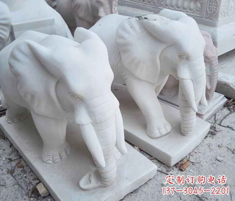 广西汉白玉大象公园动物石雕