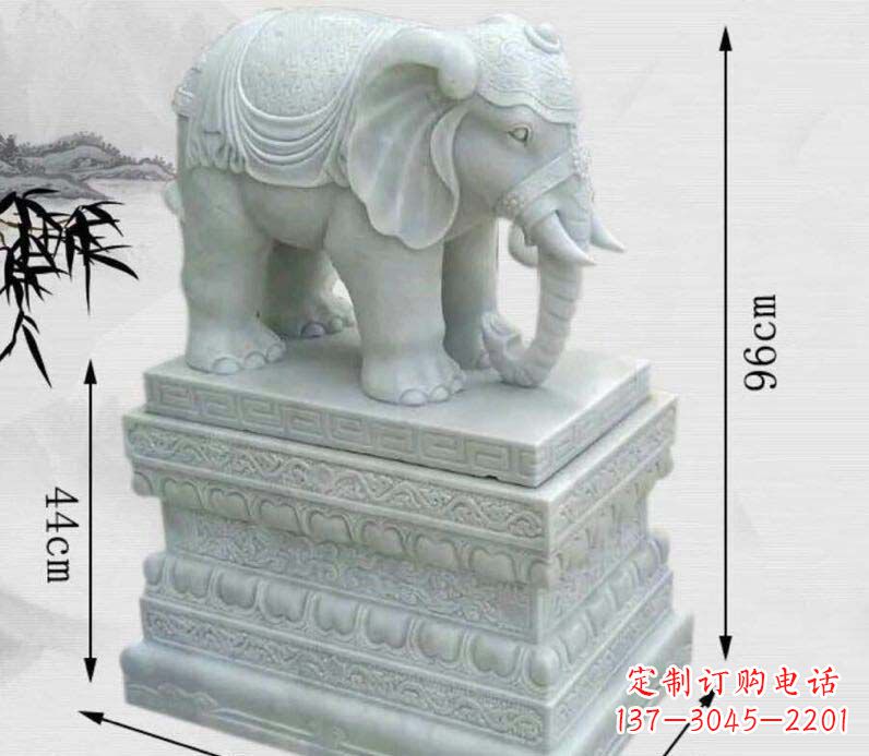 广西汉白玉大象门口镇宅石雕