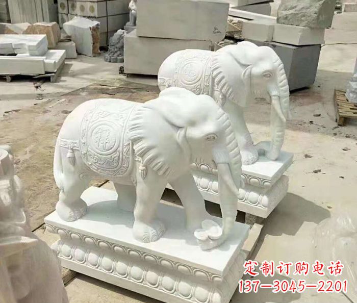 广西汉白玉大象招财动物石雕