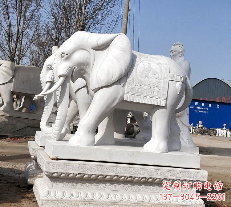 广西汉白玉大象石雕塑