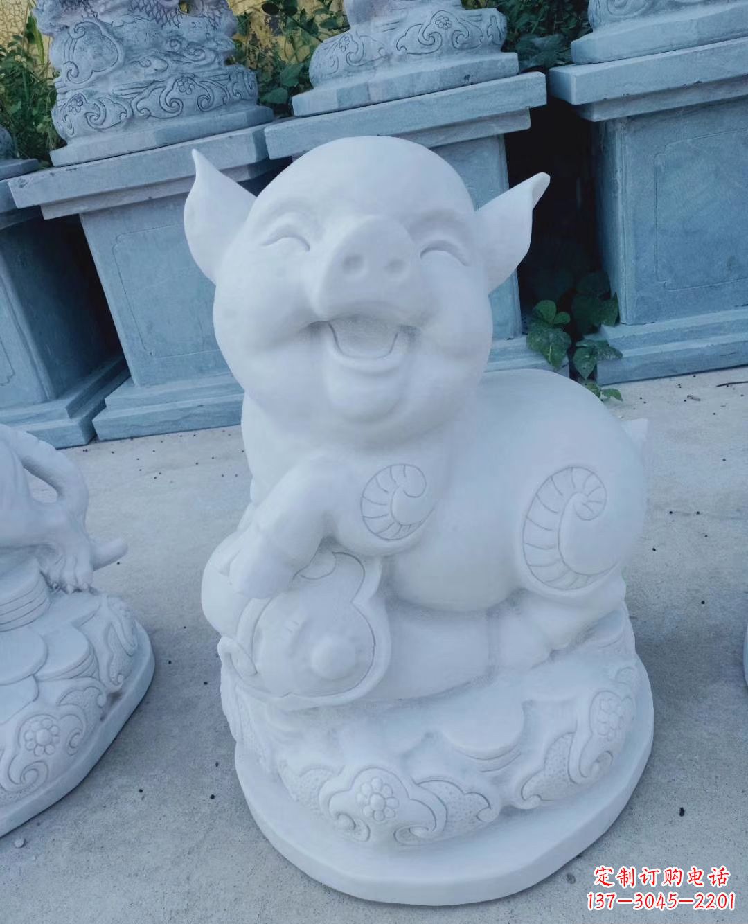 广西汉白玉公园动物十二生肖石雕