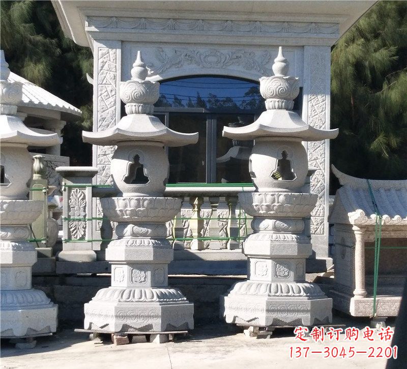 广西汉白玉公园灯笼雕塑