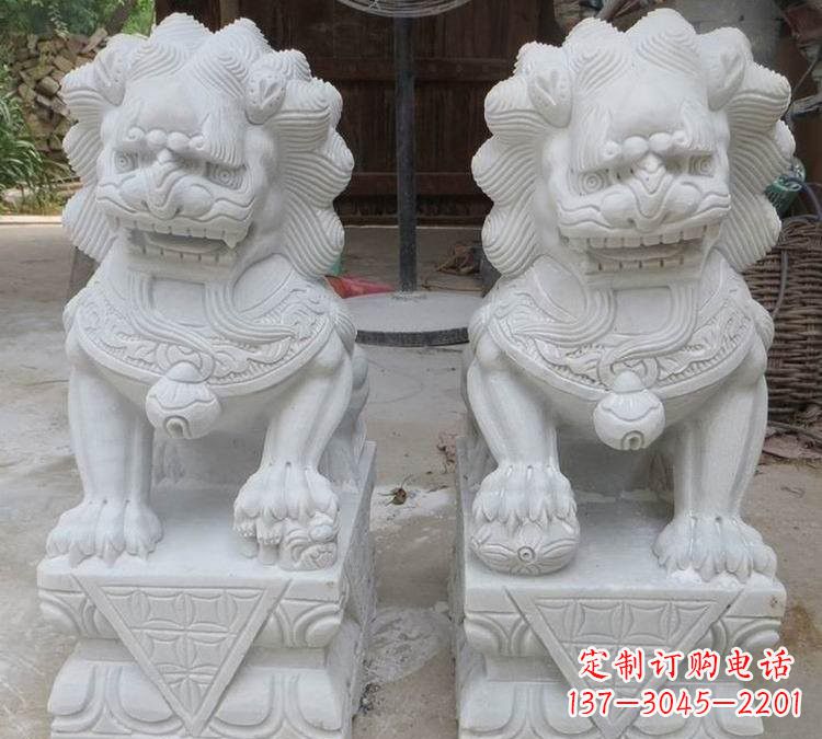 广西汉白玉精美狮子雕塑