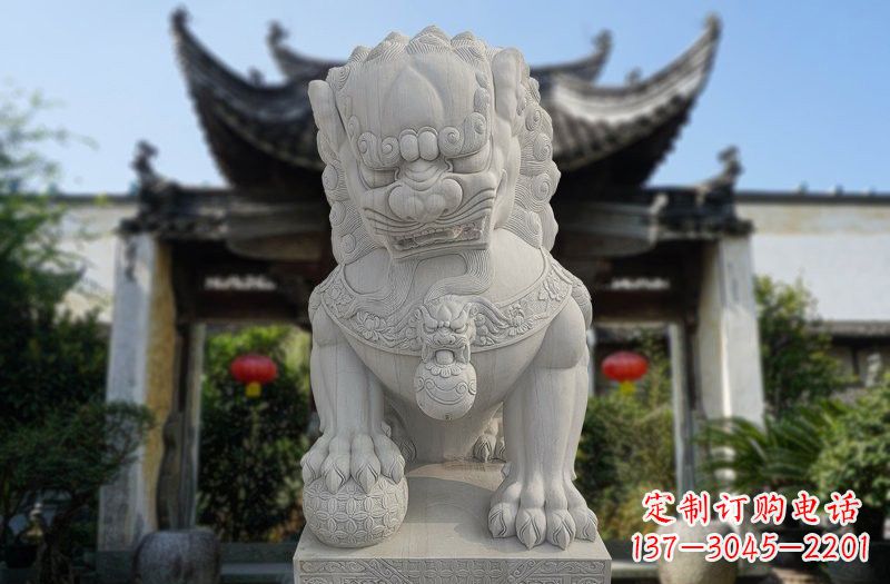 广西汉白玉故宫狮子石雕