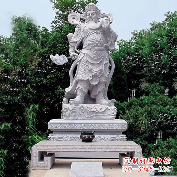 广西汉白玉关公神像