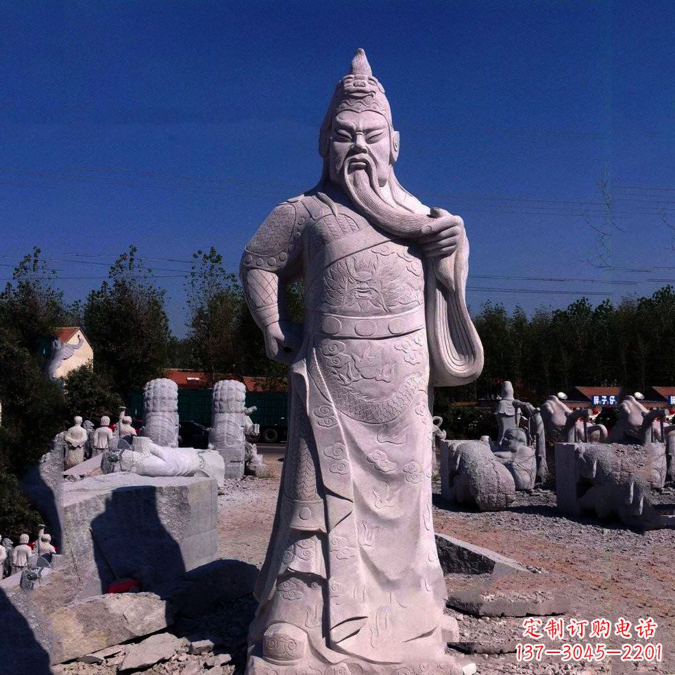广西中领雕塑-精致关羽石雕塑