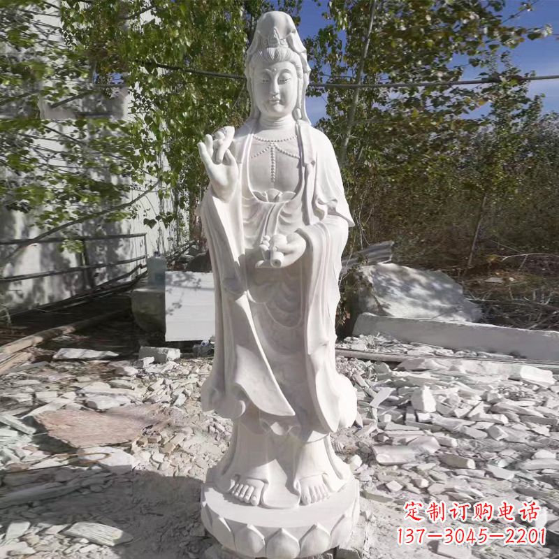 广西象征观音的汉白玉观音菩萨石雕
