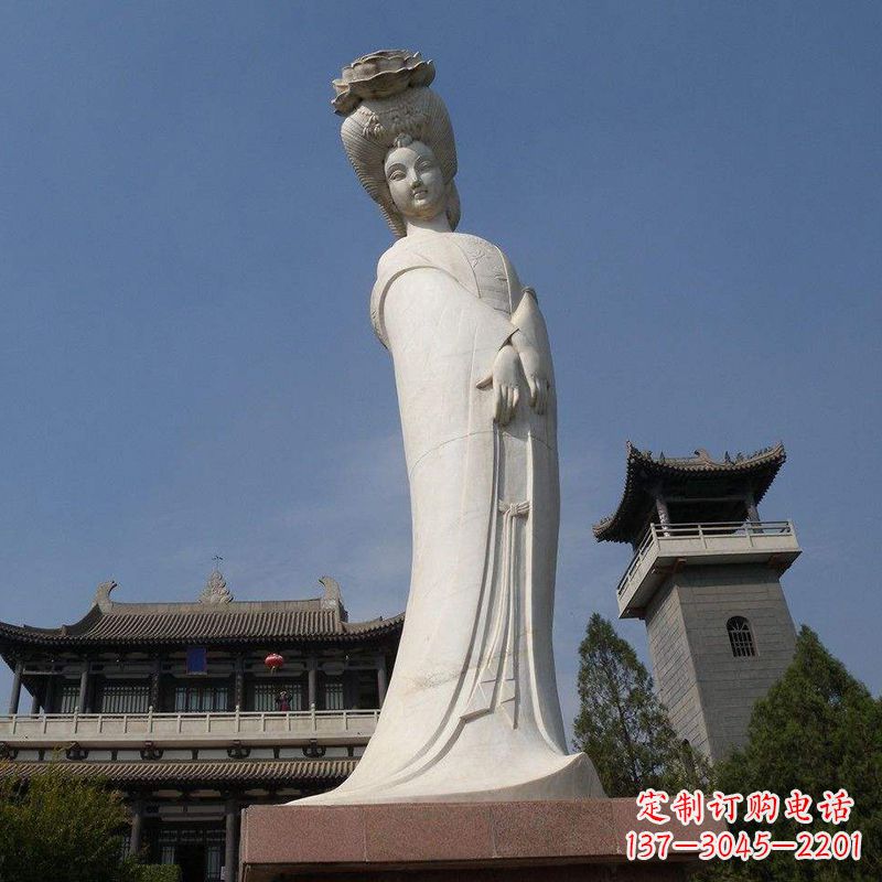 广西汉白玉贵妃石雕像-唐朝著名美女杨玉环景区人物雕塑