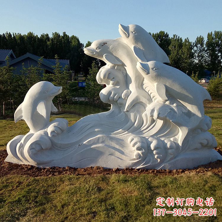 广西汉白玉海豚雕塑,给您的公园另一种美