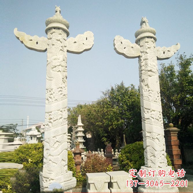 广西汉白玉华表石雕塑