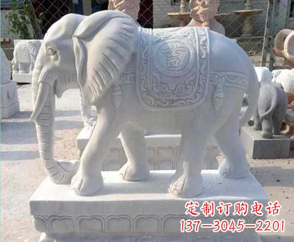 广西汉白玉吉祥如意招财镇宅大象石雕_1